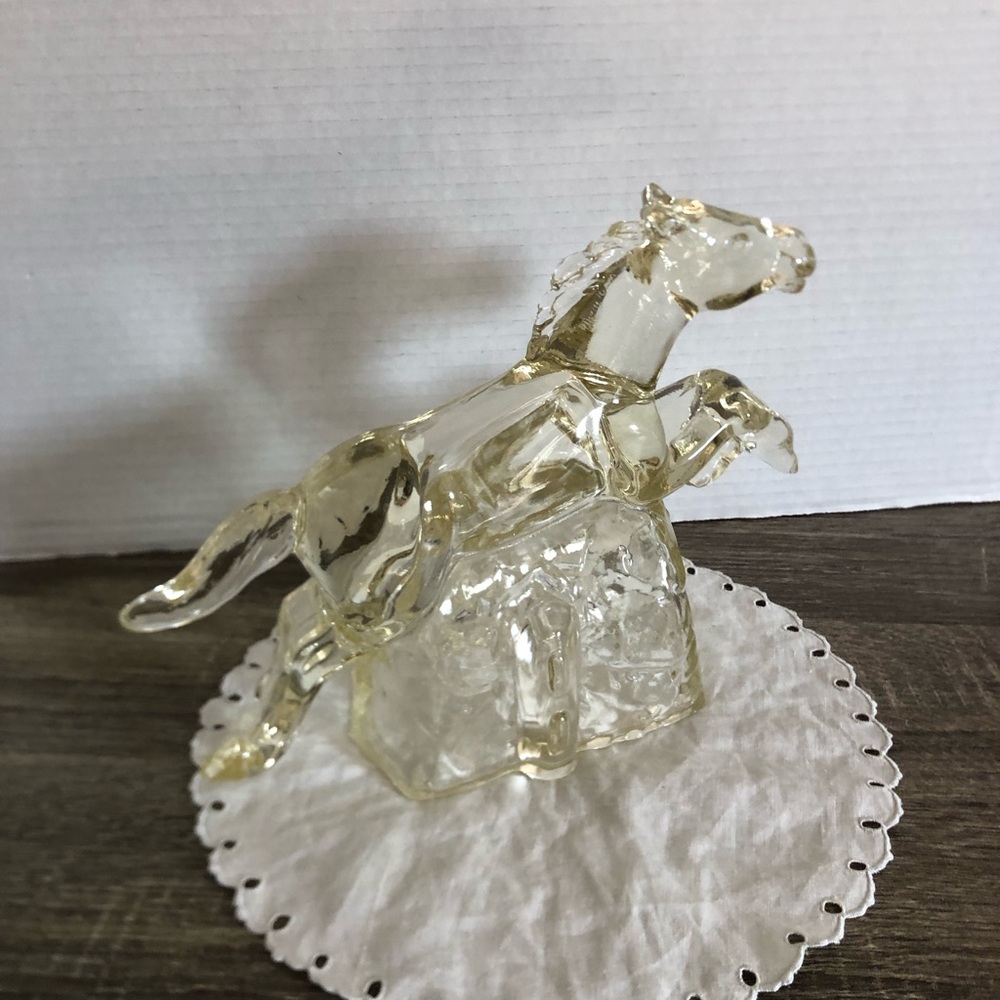 Vtg Clear Glass Horse Candy Box